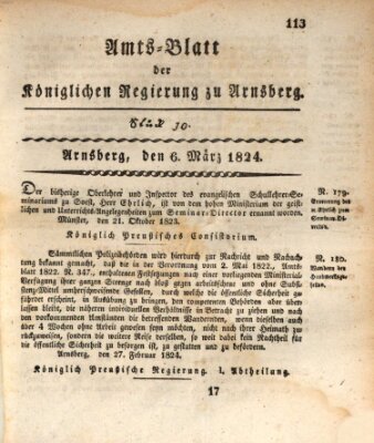 Amtsblatt für den Regierungsbezirk Arnsberg Samstag 6. März 1824