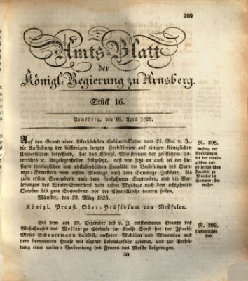 Amtsblatt für den Regierungsbezirk Arnsberg Samstag 16. April 1825