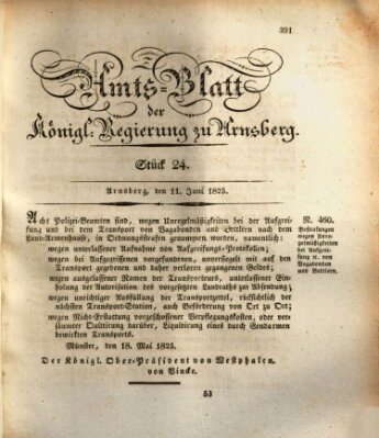 Amtsblatt für den Regierungsbezirk Arnsberg Samstag 11. Juni 1825