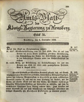 Amtsblatt für den Regierungsbezirk Arnsberg Samstag 6. September 1828