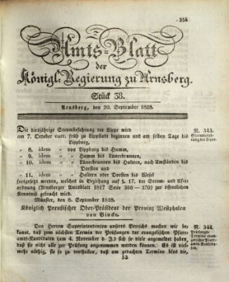Amtsblatt für den Regierungsbezirk Arnsberg Samstag 20. September 1828