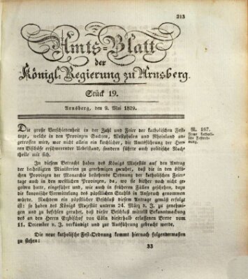 Amtsblatt für den Regierungsbezirk Arnsberg Samstag 9. Mai 1829