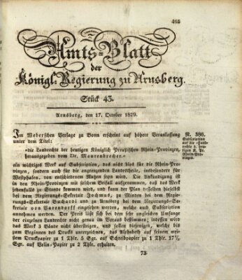 Amtsblatt für den Regierungsbezirk Arnsberg Samstag 17. Oktober 1829
