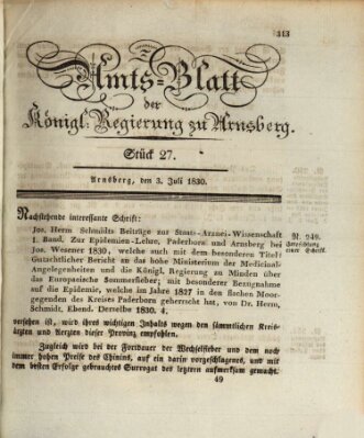 Amtsblatt für den Regierungsbezirk Arnsberg Samstag 3. Juli 1830