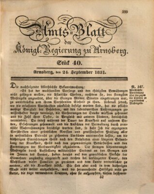 Amtsblatt für den Regierungsbezirk Arnsberg Samstag 24. September 1831