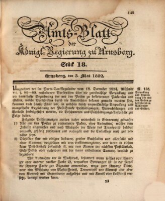Amtsblatt für den Regierungsbezirk Arnsberg Samstag 5. Mai 1832
