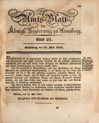 Amtsblatt für den Regierungsbezirk Arnsberg Samstag 26. Mai 1832