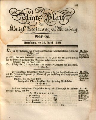 Amtsblatt für den Regierungsbezirk Arnsberg Samstag 30. Juni 1832