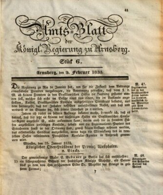 Amtsblatt für den Regierungsbezirk Arnsberg Samstag 9. Februar 1833