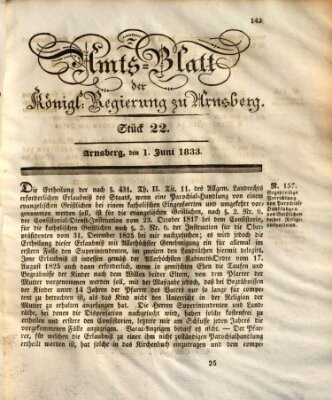 Amtsblatt für den Regierungsbezirk Arnsberg Samstag 1. Juni 1833