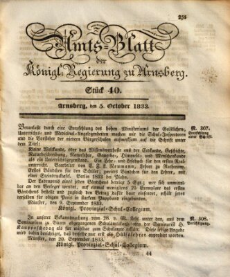 Amtsblatt für den Regierungsbezirk Arnsberg Samstag 5. Oktober 1833