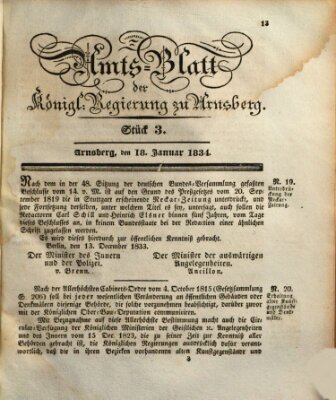 Amtsblatt für den Regierungsbezirk Arnsberg Samstag 18. Januar 1834