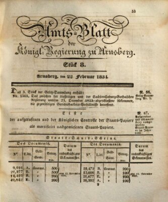 Amtsblatt für den Regierungsbezirk Arnsberg Samstag 22. Februar 1834