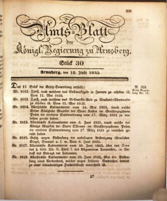 Amtsblatt für den Regierungsbezirk Arnsberg Samstag 18. Juli 1835