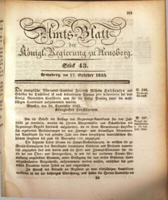 Amtsblatt für den Regierungsbezirk Arnsberg Samstag 17. Oktober 1835