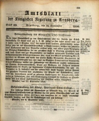 Amtsblatt für den Regierungsbezirk Arnsberg Samstag 24. September 1836