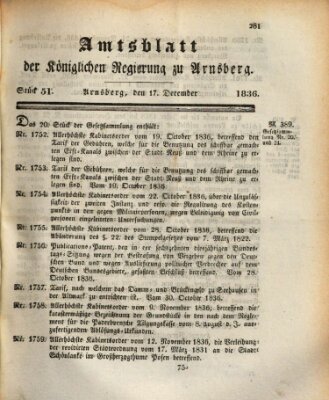 Amtsblatt für den Regierungsbezirk Arnsberg Samstag 17. Dezember 1836
