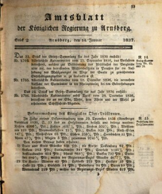 Amtsblatt für den Regierungsbezirk Arnsberg Samstag 14. Januar 1837