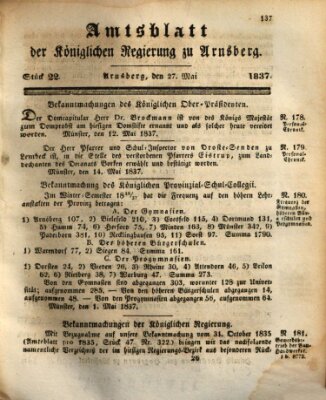 Amtsblatt für den Regierungsbezirk Arnsberg Samstag 27. Mai 1837