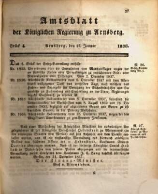 Amtsblatt für den Regierungsbezirk Arnsberg Samstag 27. Januar 1838