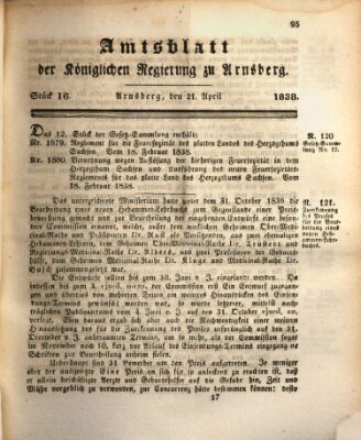 Amtsblatt für den Regierungsbezirk Arnsberg Samstag 21. April 1838