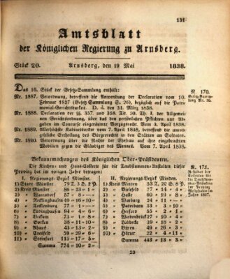 Amtsblatt für den Regierungsbezirk Arnsberg Samstag 19. Mai 1838
