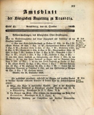 Amtsblatt für den Regierungsbezirk Arnsberg Samstag 13. Oktober 1838