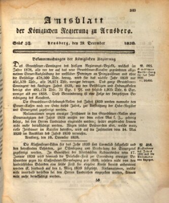 Amtsblatt für den Regierungsbezirk Arnsberg Samstag 29. Dezember 1838