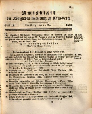 Amtsblatt für den Regierungsbezirk Arnsberg Samstag 11. Mai 1839
