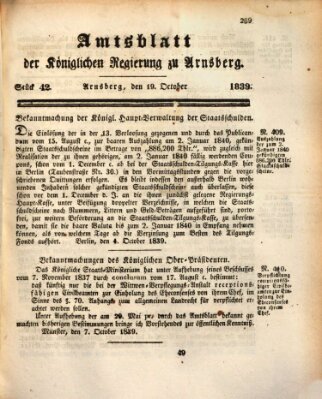 Amtsblatt für den Regierungsbezirk Arnsberg Samstag 19. Oktober 1839