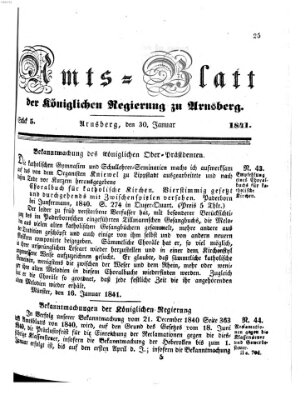 Amtsblatt für den Regierungsbezirk Arnsberg Samstag 30. Januar 1841