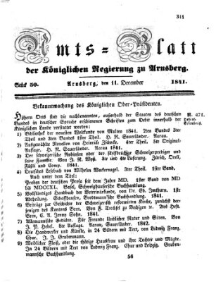 Amtsblatt für den Regierungsbezirk Arnsberg Samstag 11. Dezember 1841