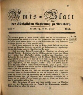 Amtsblatt für den Regierungsbezirk Arnsberg Samstag 12. Februar 1842