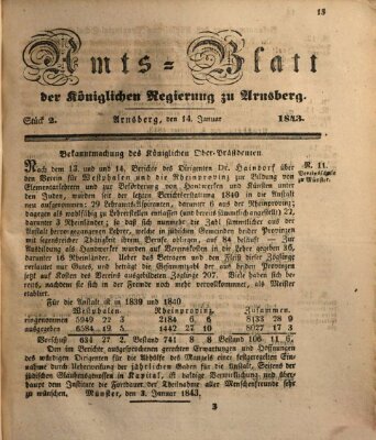 Amtsblatt für den Regierungsbezirk Arnsberg Samstag 14. Januar 1843
