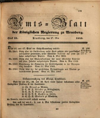 Amtsblatt für den Regierungsbezirk Arnsberg Samstag 27. Mai 1843