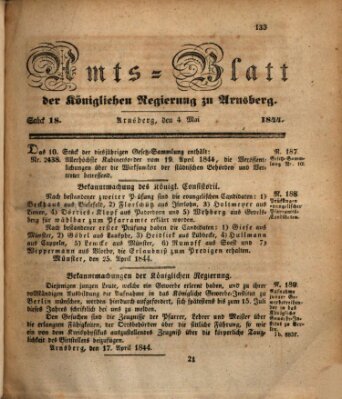 Amtsblatt für den Regierungsbezirk Arnsberg Samstag 4. Mai 1844