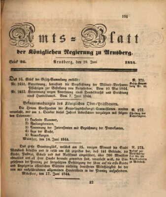 Amtsblatt für den Regierungsbezirk Arnsberg Samstag 29. Juni 1844