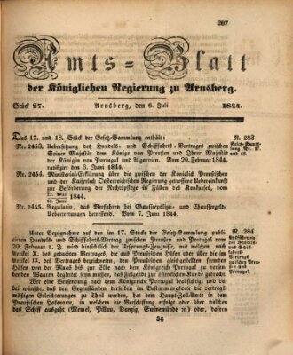 Amtsblatt für den Regierungsbezirk Arnsberg Samstag 6. Juli 1844