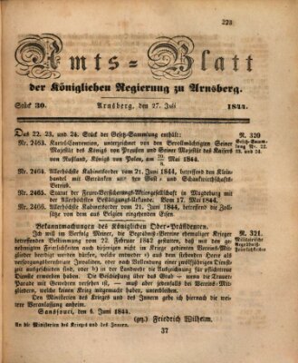 Amtsblatt für den Regierungsbezirk Arnsberg Samstag 27. Juli 1844