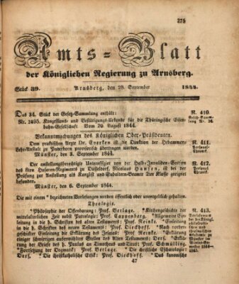 Amtsblatt für den Regierungsbezirk Arnsberg Samstag 28. September 1844
