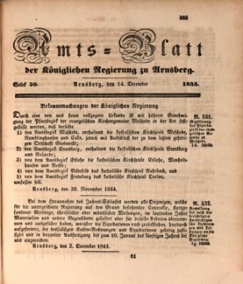 Amtsblatt für den Regierungsbezirk Arnsberg Samstag 14. Dezember 1844