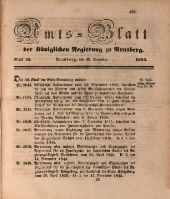 Amtsblatt für den Regierungsbezirk Arnsberg Samstag 20. Dezember 1845