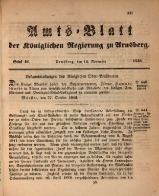 Amtsblatt für den Regierungsbezirk Arnsberg Samstag 14. November 1846