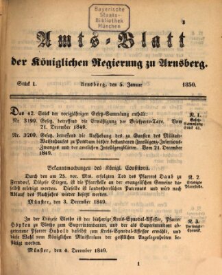 Amtsblatt für den Regierungsbezirk Arnsberg Samstag 5. Januar 1850