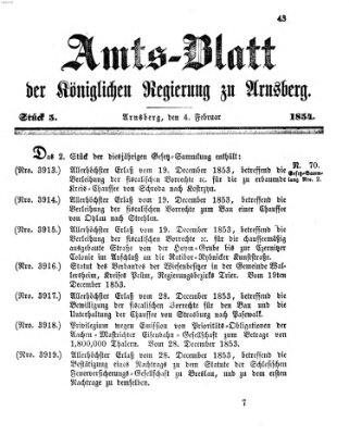 Amtsblatt für den Regierungsbezirk Arnsberg Samstag 4. Februar 1854