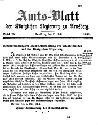 Amtsblatt für den Regierungsbezirk Arnsberg Samstag 22. Juli 1854
