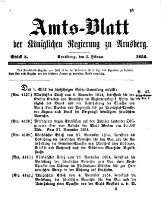 Amtsblatt für den Regierungsbezirk Arnsberg Samstag 3. Februar 1855