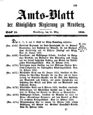 Amtsblatt für den Regierungsbezirk Arnsberg Samstag 24. März 1855