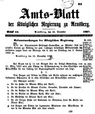 Amtsblatt für den Regierungsbezirk Arnsberg Samstag 26. Dezember 1857