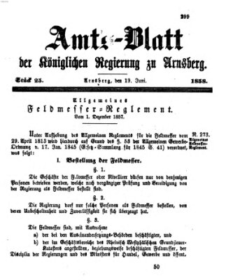 Amtsblatt für den Regierungsbezirk Arnsberg Samstag 19. Juni 1858